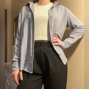 Uniqlo Women's Soft Blue Button-Down Shirt